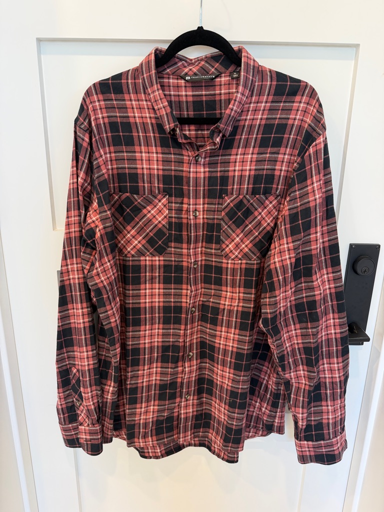 Travis Mathew Red And Black Cloud Flannel Button-Up Shirt